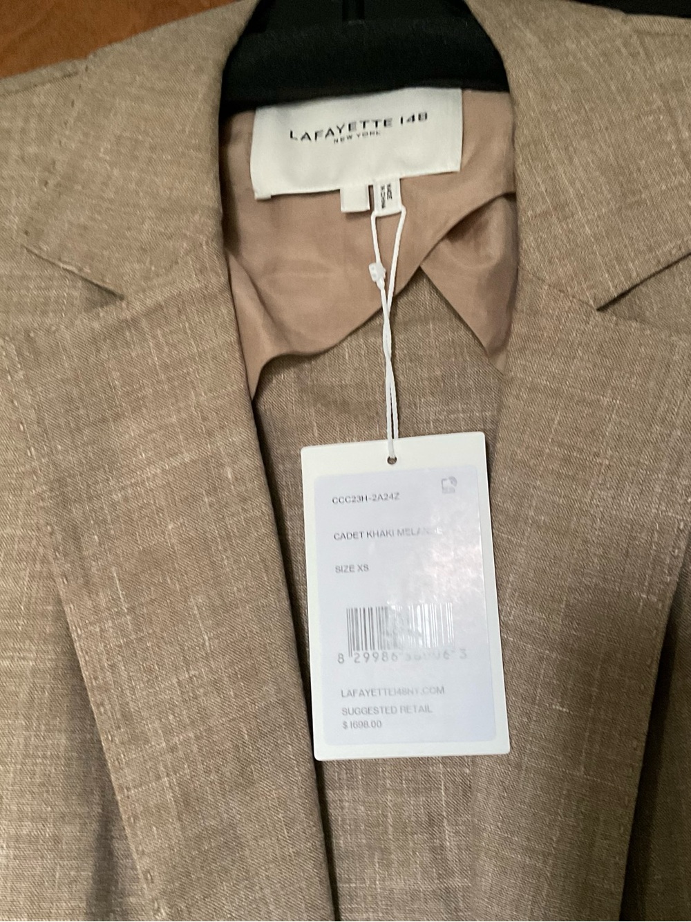 NWT Lafayette 148 New York Wool Silk Linen Notch Lapel Long Duster Coat Cadet Kh - Picture 6 of 11